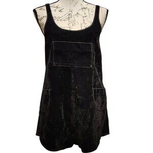 Somedays Lovin Black Velvet Romper Shortalls Small Micro Pockets Y2K Grunge 90s